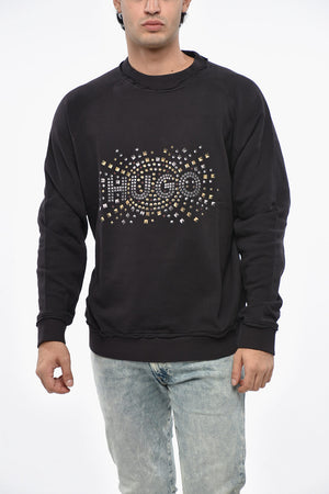 Brushed Cotton Crewneck Sweatshirt with Front Print