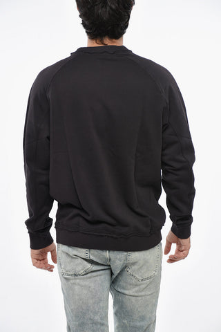 기모 처리된 면 크루넥 스웨트셔츠, 앞면 프린트