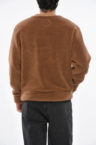 Sherpa Fabric Crew-neck Sweatshirt with Breast Pocket