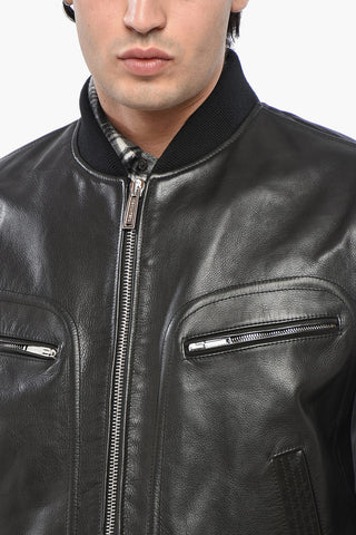 Bomber WESTERN AVIATOR In Pelle e Nylon con Logo in Rilievo