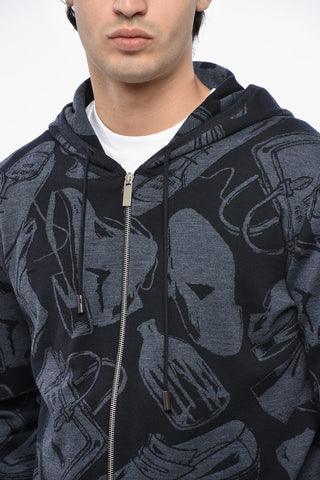 Gemustertes Sweatshirt aus Stretchwolle mit Reißverschluss