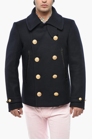 Virgin Wool Double-Breasted Peacoat SAILOR with Gold Buttons