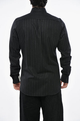 RE-EDITION Virgin Wool Pinstrisped MARTINI Shirt with Spread Collar