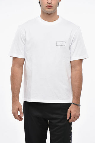 Solid Color Crew-neck T-Shirt with Printed Logo