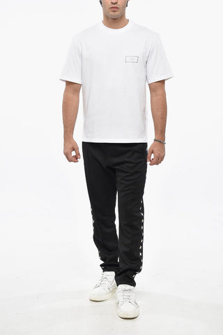 Solid Color Crew-neck T-Shirt with Printed Logo