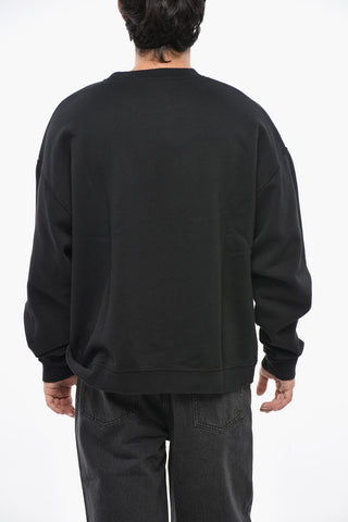Solid Color RELAX FIT Crew-neck Sweatshirt with Printed Logo