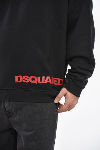 Solid Color RELAX FIT Crew-neck Sweatshirt with Printed Logo