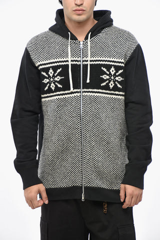 EYE MAN REIGNING CHAMP Cotton-and-Wool Patterned Sweatshirt with Zip Closure