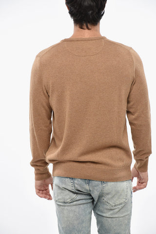 Solid Color Wool Crew-neck Sweater