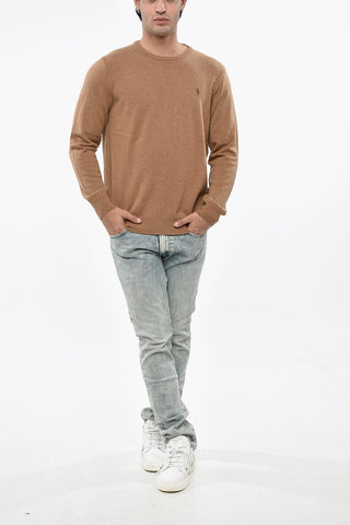 Solid Color Wool Crew-neck Sweater