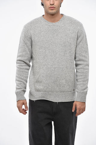 Wool and Cashmere Crew-neck Sweater with Kangaroo Pocket