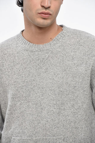 Wool and Cashmere Crew-neck Sweater with Kangaroo Pocket