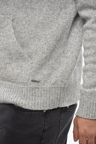Wool and Cashmere Crew-neck Sweater with Kangaroo Pocket