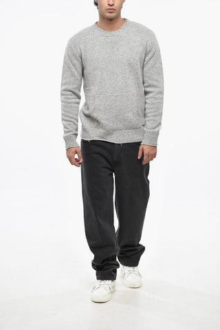 Wool and Cashmere Crew-neck Sweater with Kangaroo Pocket