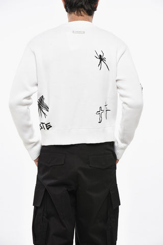 Maglia Girocollo Cropped Fit in Misto Cotone con Ricami