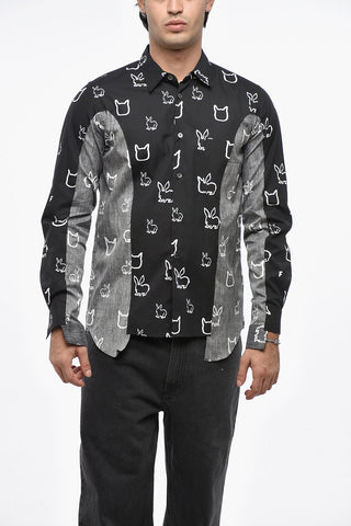 BLACK Printed Shirt with Inside-Out Inserts