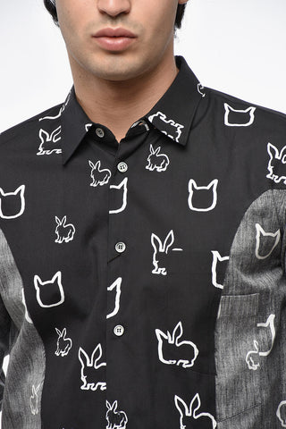 BLACK Printed Shirt with Inside-Out Inserts