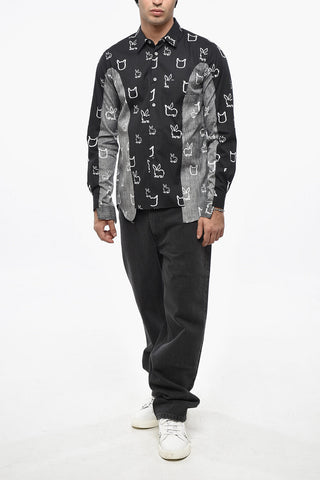 BLACK Printed Shirt with Inside-Out Inserts