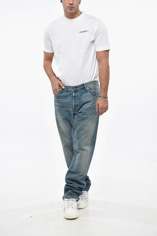 Slim Fit Jeans with Leather Logo Patch 20cm