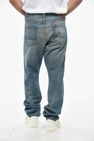 Slim Fit Jeans with Leather Logo Patch 20cm