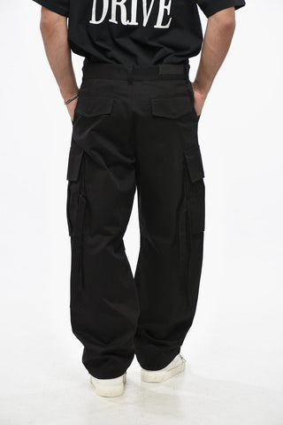 Straight Leg SAINT HEAVY DRILL Cargo Pants with Golden Chain