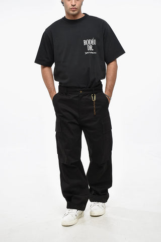 Straight Leg SAINT HEAVY DRILL Cargo Pants with Golden Chain