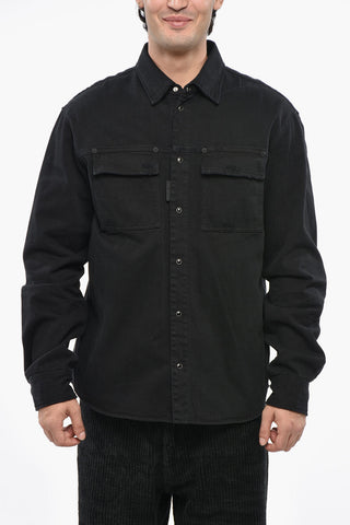Overshirt in Denim con Bottoni Automatici