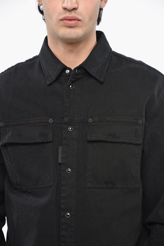 Overshirt in Denim con Bottoni Automatici