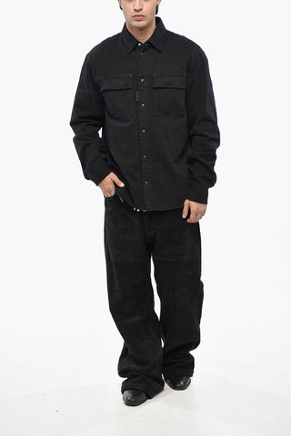 Overshirt in Denim con Bottoni Automatici