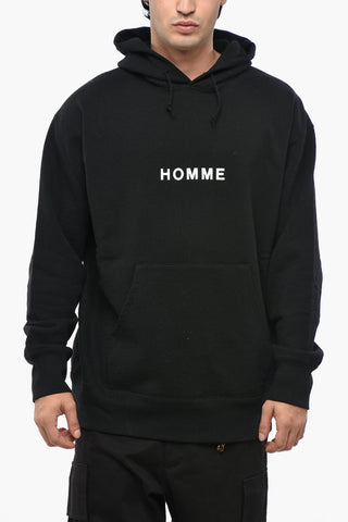 HOMME Brushed Cotton Hoodie with Contrasting Print