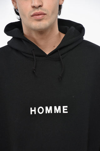 HOMME Brushed Cotton Hoodie with Contrasting Print