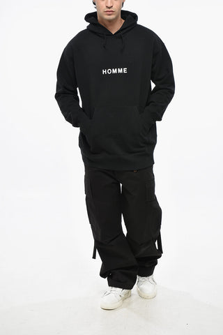 HOMME Brushed Cotton Hoodie with Contrasting Print