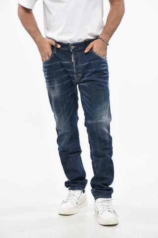 Straight Leg SKATER Jeans with Logoed Leather Patch 17cm