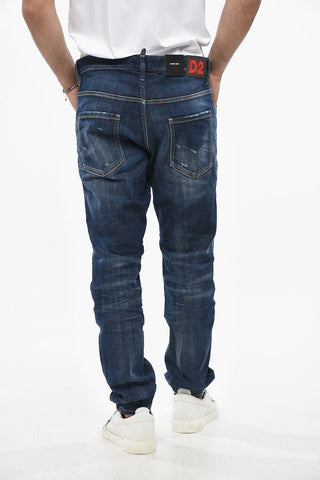 Straight Leg SKATER Jeans with Logoed Leather Patch 17cm