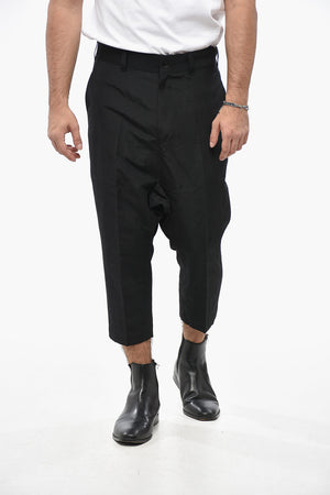 MAN Wool-and-Linen Drop-Crotch Pants with Rear Martingale