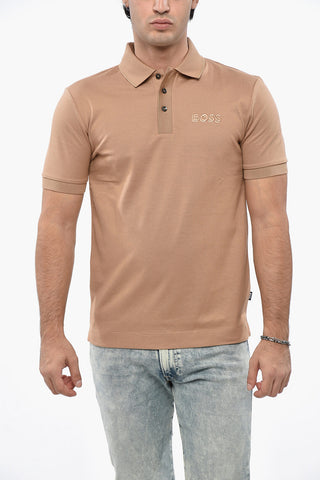 Solid Color Polo Shirt with Embroidered Logo