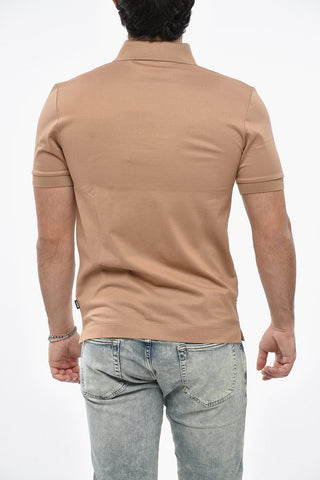 Solid Color Polo Shirt with Embroidered Logo