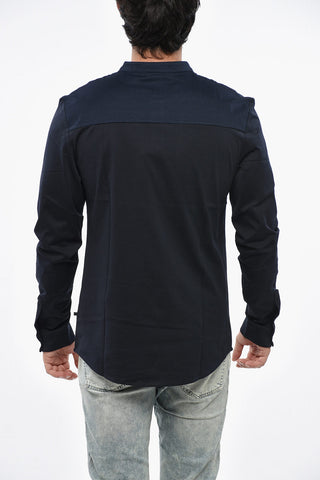 Langärmeliges Uni-Henley-T-Shirt