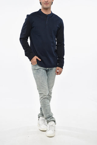 Langärmeliges Uni-Henley-T-Shirt