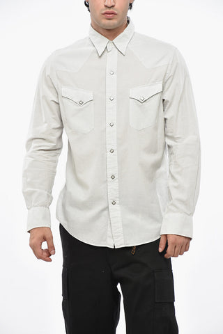 Micro Checked Shirt with Classic Collar and Double Breast Pocket