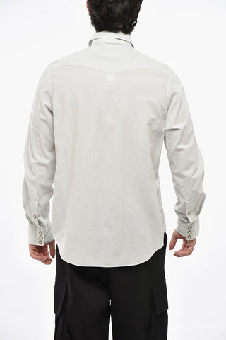 Micro Checked Shirt with Classic Collar and Double Breast Pocket