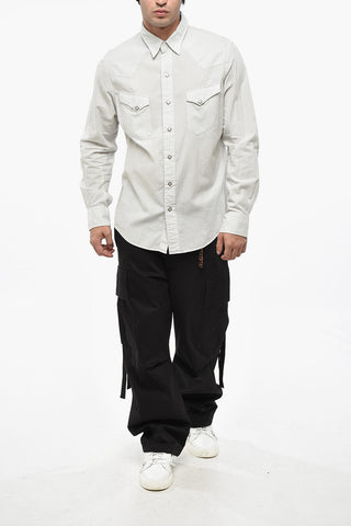 Micro Checked Shirt with Classic Collar and Double Breast Pocket
