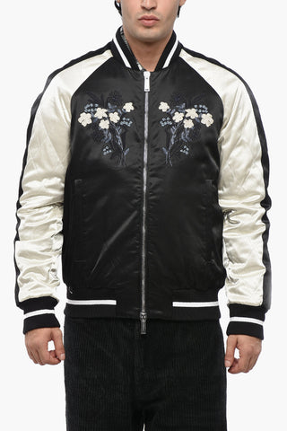 Quilted Bomber SOUVENIR with Floral Embroidery