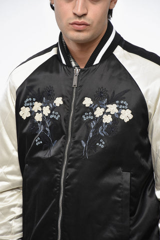 Quilted Bomber SOUVENIR with Floral Embroidery
