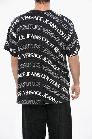 JEANS COUTURE Regular Fit Crew-neck T-Shirt with All-Over Logo