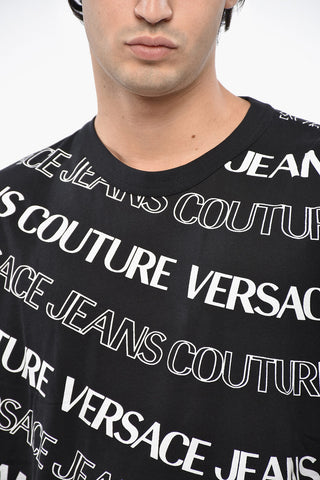 JEANS COUTURE Regular Fit Crew-neck T-Shirt with All-Over Logo