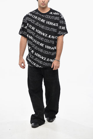 JEANS COUTURE Regular Fit Crew-neck T-Shirt with All-Over Logo