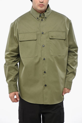 Overshirt in Cotone Leggero con Colletto Button-Down e Doppio Taschino