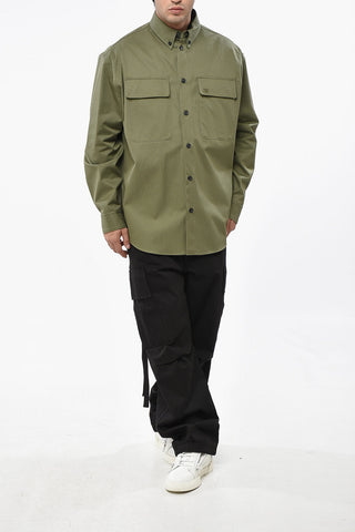 Overshirt in Cotone Leggero con Colletto Button-Down e Doppio Taschino