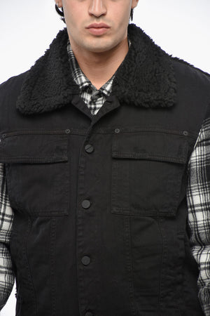 Overshirt TEDDY in Denim con Maniche a Quadri